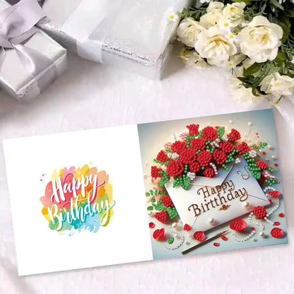 Diamond Painting Kaarten - Verjaardag - Rozen - sfeerbeeld