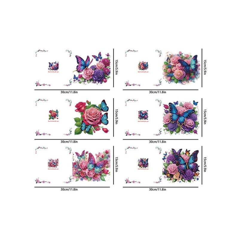 Diamond Painting Kaarten - Rozen met Vlinders - detail