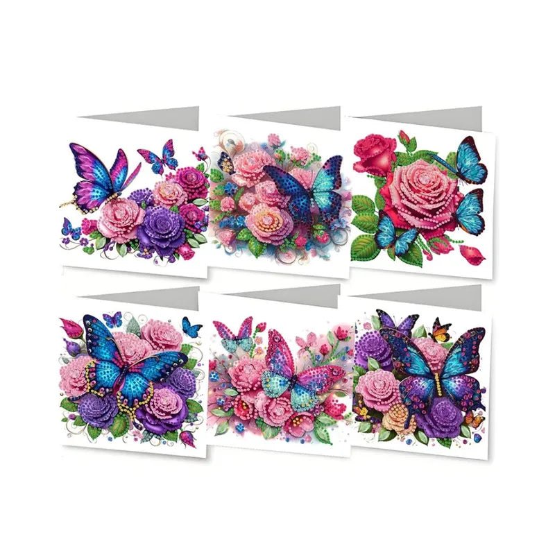 Diamond Painting Kaarten - Rozen met Vlinders