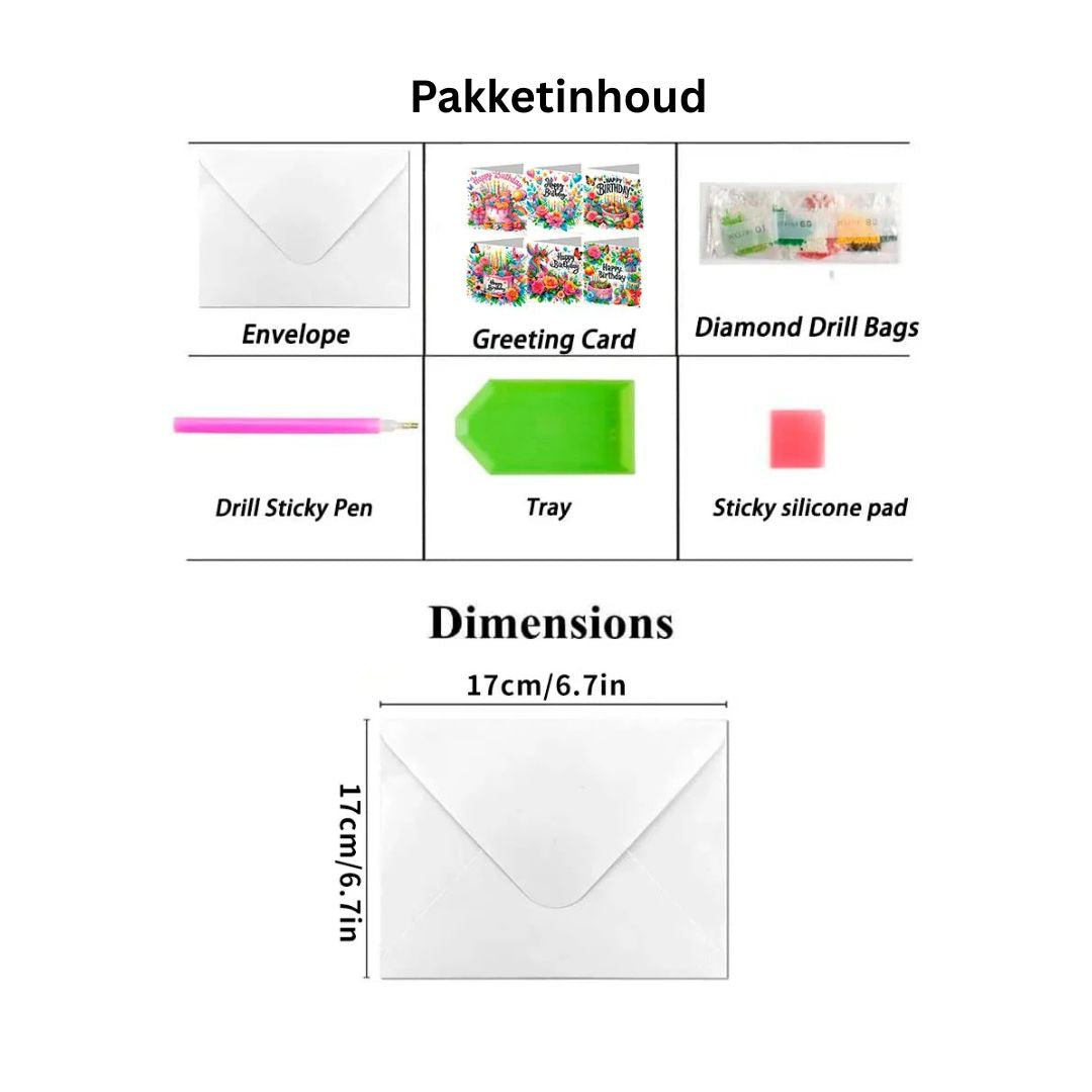 Diamond Painting Kaarten - Verjaardag - Party - detail