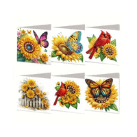 Diamond Painting Kaarten - Zonnebloem met Vlinders en Vogels