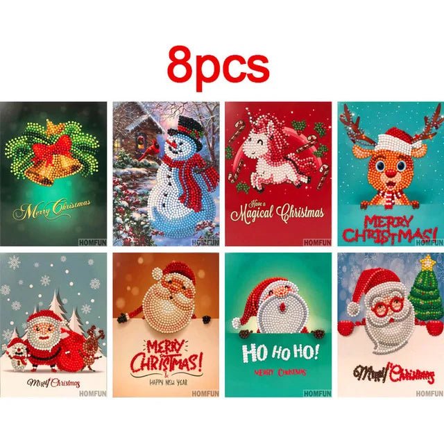 Diamond Painting Kerstkaarten – Retro Set voor Volwassenen - Glittercraft