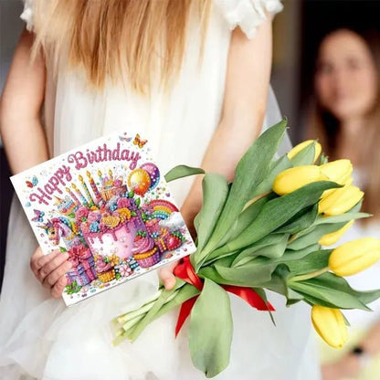 Diamond Painting Kaarten - Verjaardag - Bloemen & Fantasie