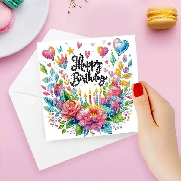 Diamond Painting Kaarten - Verjaardag - Bloemen & Fantasie