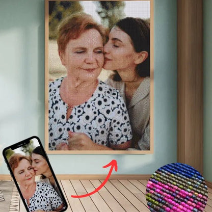 Diamond painting eigen foto - voorbeeld van moeder en dochter op canvas