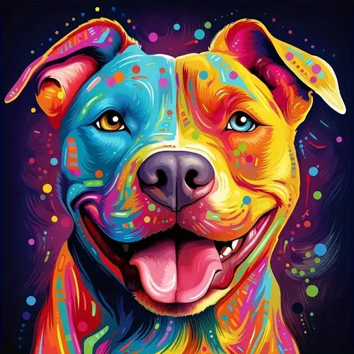 Diamond painting hond 30x30 cm met kleurrijk dierenontwerp, ontspannende creatieve hobby voor volwassenen