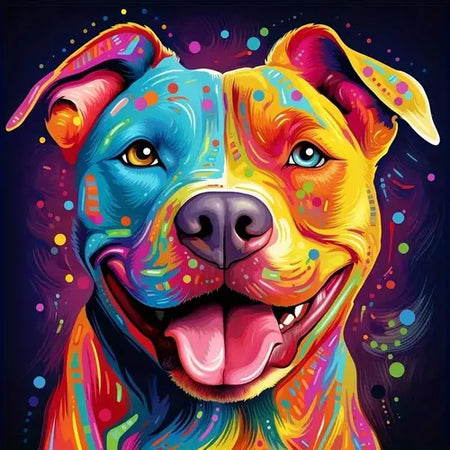 Diamond painting hond 30x30 cm met kleurrijk dierenontwerp, ontspannende creatieve hobby voor volwassenen