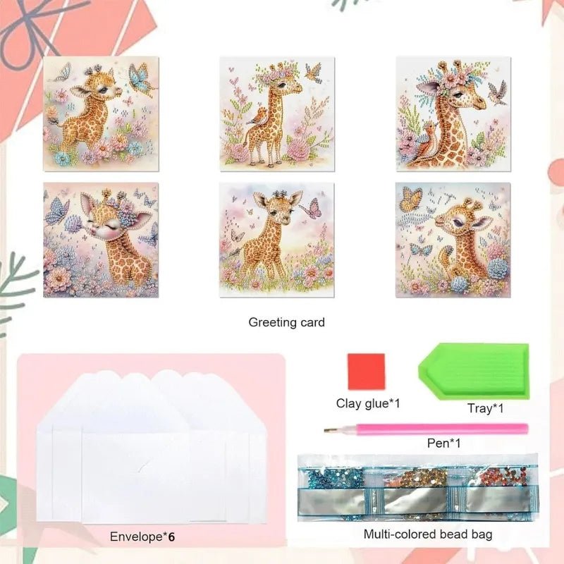 Diamond Painting Kaarten - Dieren - Giraffe - pakketinhoud