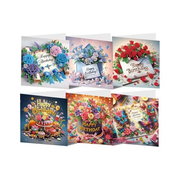 Diamond Painting Kaarten - Verjaardag - Rozen - voorzijde