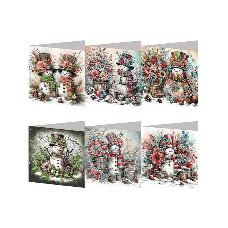 Diamond Painting Kerstkaarten - Blije Sneeuwpop - Glittercraft