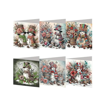 Diamond Painting Kerstkaarten - Blije Sneeuwpop - Glittercraft