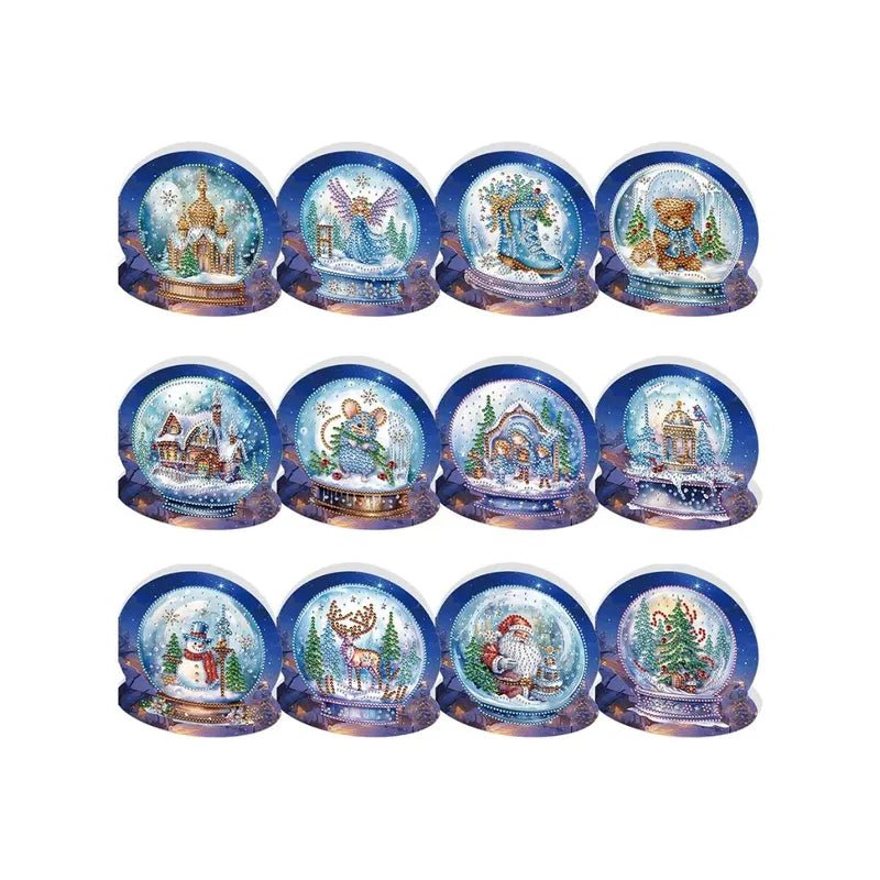Diamond Painting Kerstkaarten - Kerstbol - 12 Stuks - Glittercraft