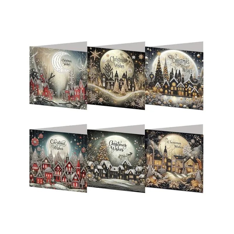 Diamond Painting Kerstkaarten - Kerstdorp - Glittercraft