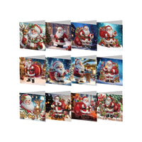 Diamond Painting Kerstkaarten - Kerstman 12 Stuks - Glittercraft