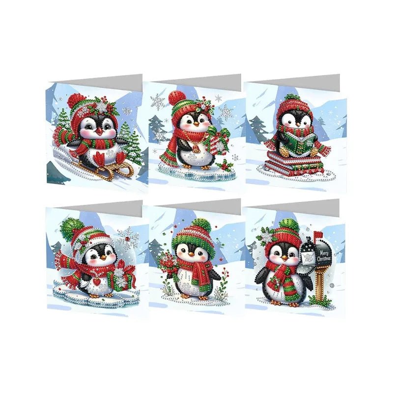 Diamond Painting Kerstkaarten - Penguin - Glittercraft