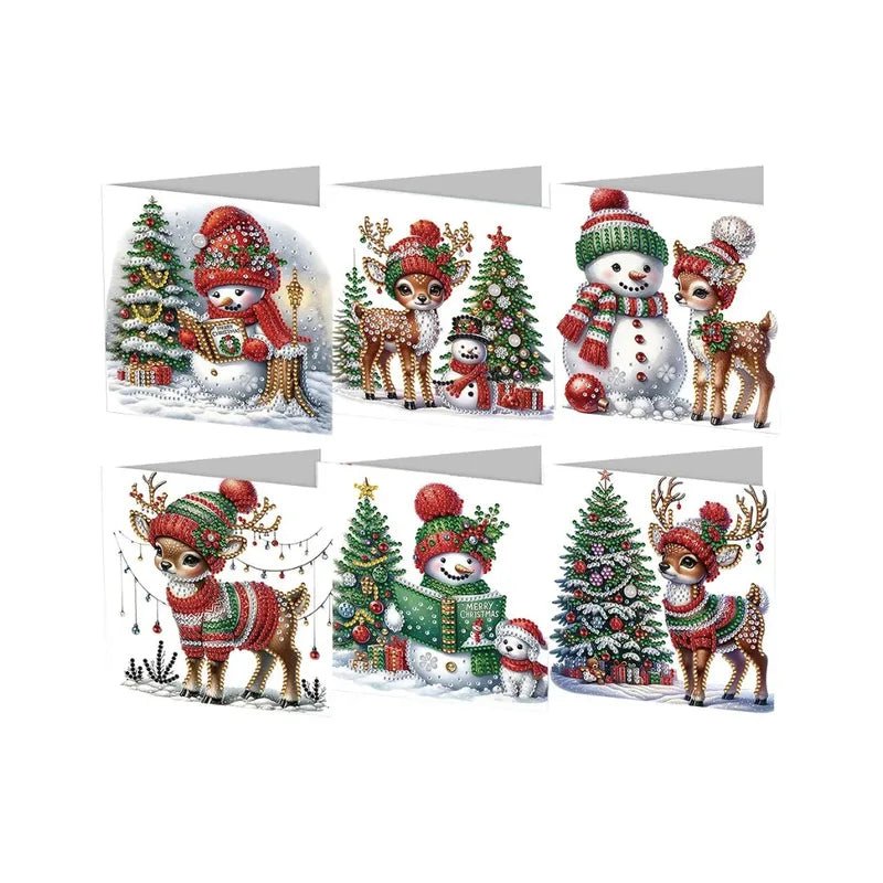 Diamond Painting Kerstkaarten - Sneeuwpop & Rendier - Glittercraft
