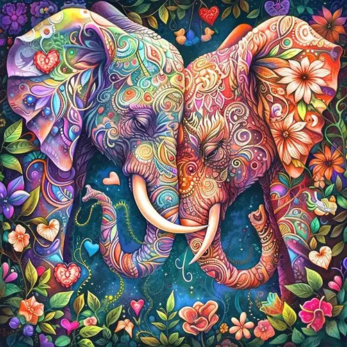 Diamond painting olifanten 30x30 cm met kleurrijk dierenontwerp, creatieve hobby voor ontspanning en decoratie