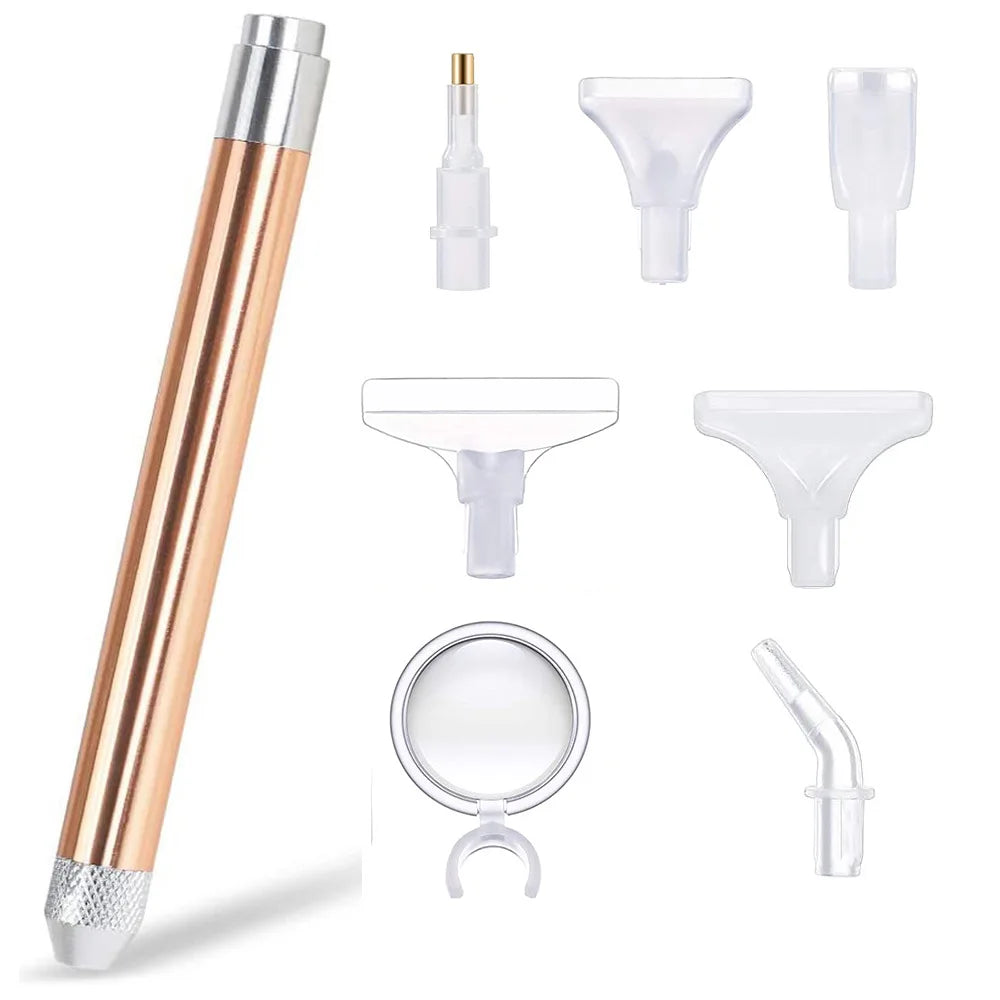 Multifunctionele diamond painting pen met licht en verwisselbare tips voor sneller werken.