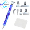 Donkerblauwe diamond painting pen met 6 metalen opzetstukken en draaikop voor nauwkeurig en snel werken met steentjes