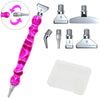 Paarse diamond painting pen met draaikop en 6 metalen opzetstukjes voor ervaren gebruikers en nauwkeurig plaatsen van steentjes