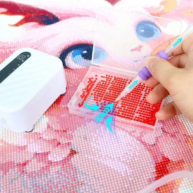 Elektrische diamond painting pen in gebruik – E-Painter+ met vacuüm functie