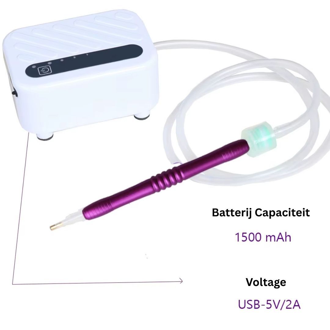 Elektrische diamond painting pen met 1500mAh batterij en USB 5V/2A voeding – ideaal voor langdurig en mobiel gebruik.
