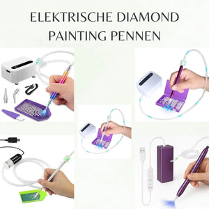 Een overzicht van de beste elektrische diamond painting pennen van Glittercraft, waaronder de oplaadbare vacuüm pen.