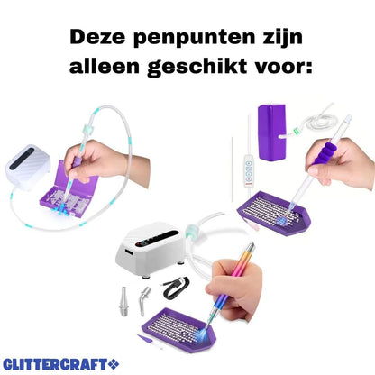 Elektrische diamond painting pen - Opzetstukjes voor meerdere steentjes - Glittercraft