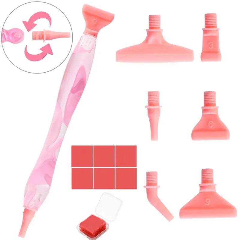 Roze ergonomische diamond painting pen details - ideaal voor het leggen van meerdere steentjes en comfort