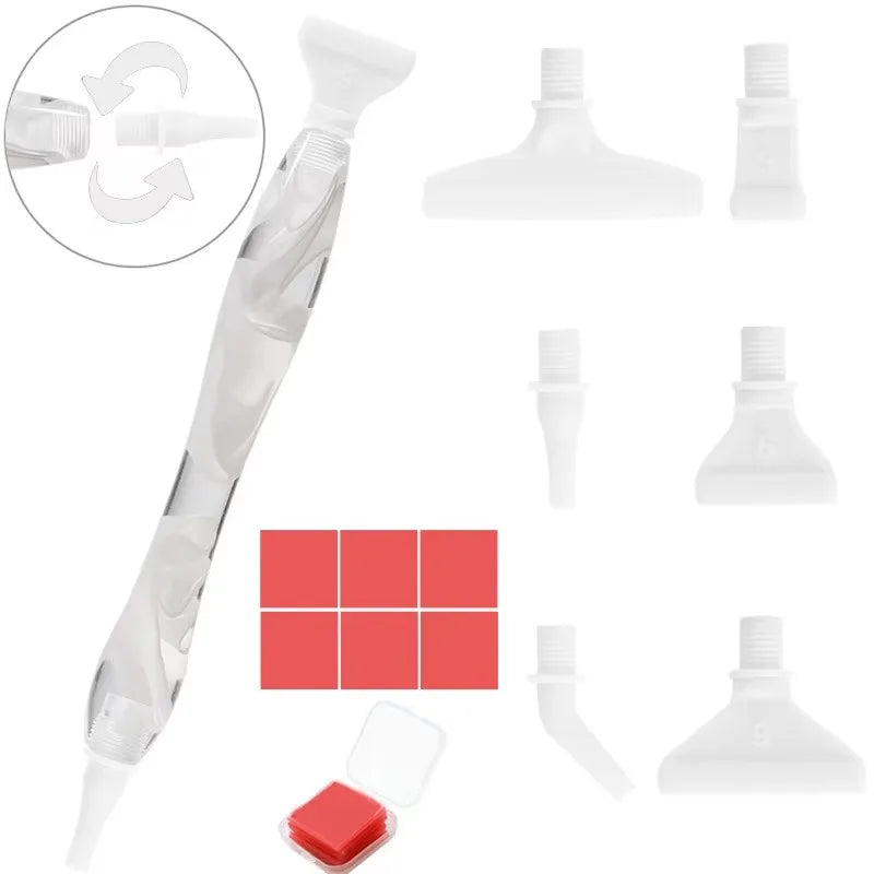 Witte ergonomische diamond painting pen details - ideaal voor het leggen van meerdere steentjes en comfort